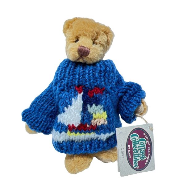 Cottage Collectibles Ganz Bear in Sailboat Sweater 7” Boating Martha’s Vineyard - Picture 1 of 5